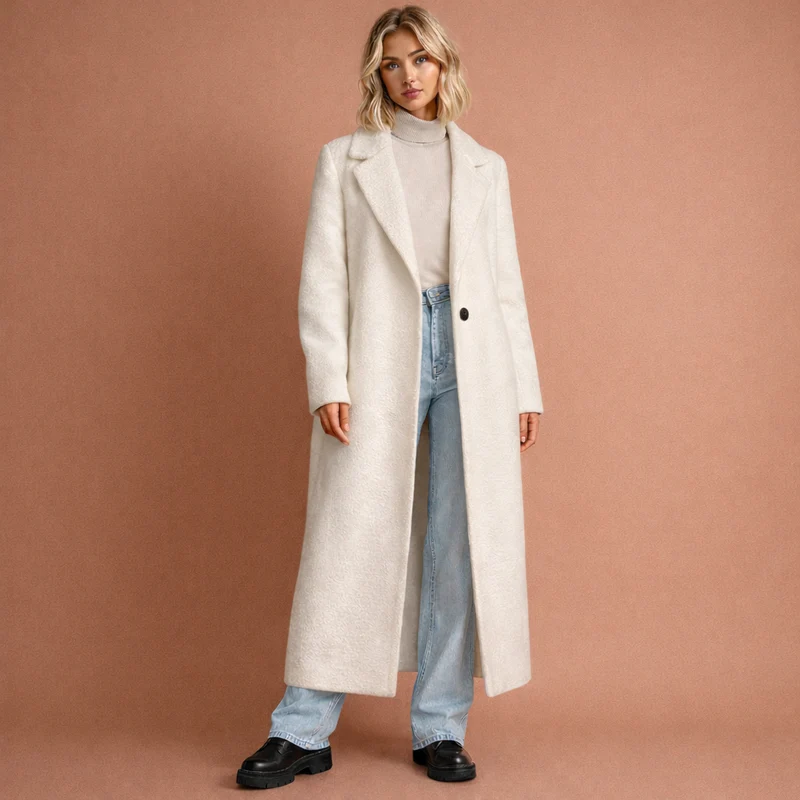 Dames Lange Oversized Mantel – Elegante Jas voor Elke Gelegenheid