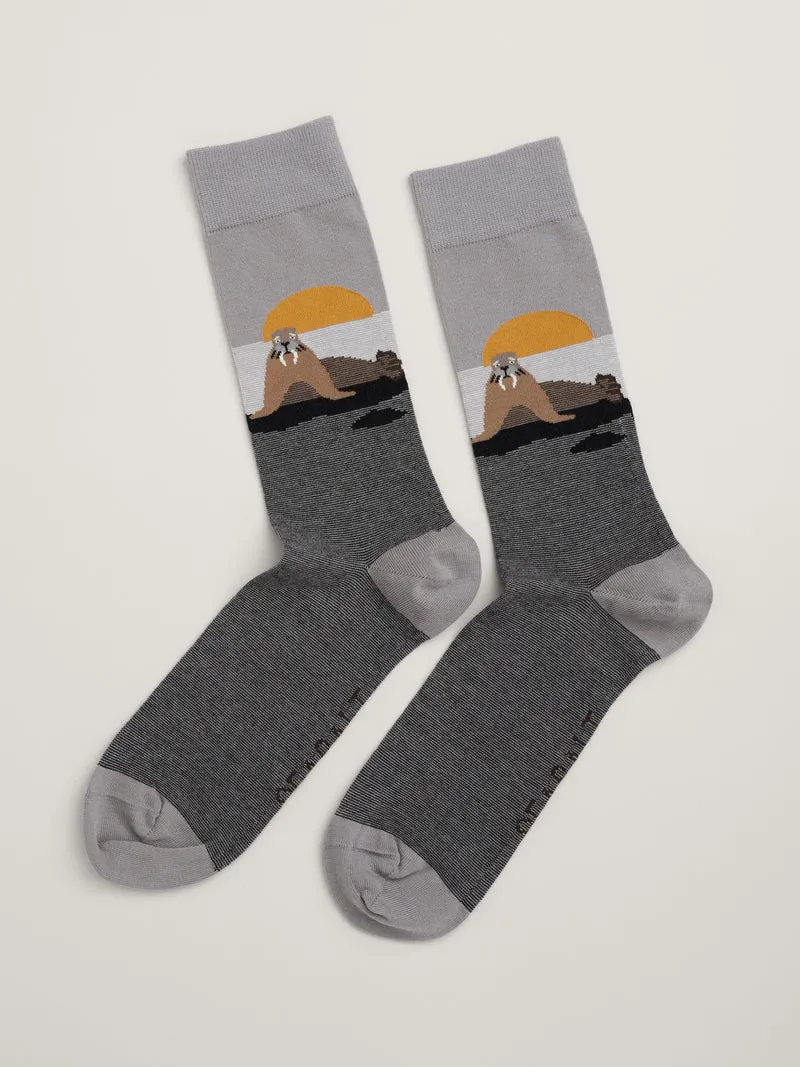 Seasalt Cornwall men's arty socks zoze point seal grey