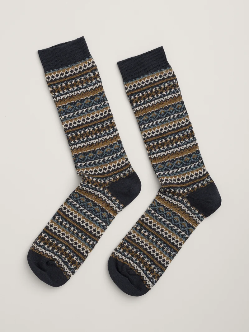 Seasalt Cornwall men's bloomin good socks fair isle longstone maritime