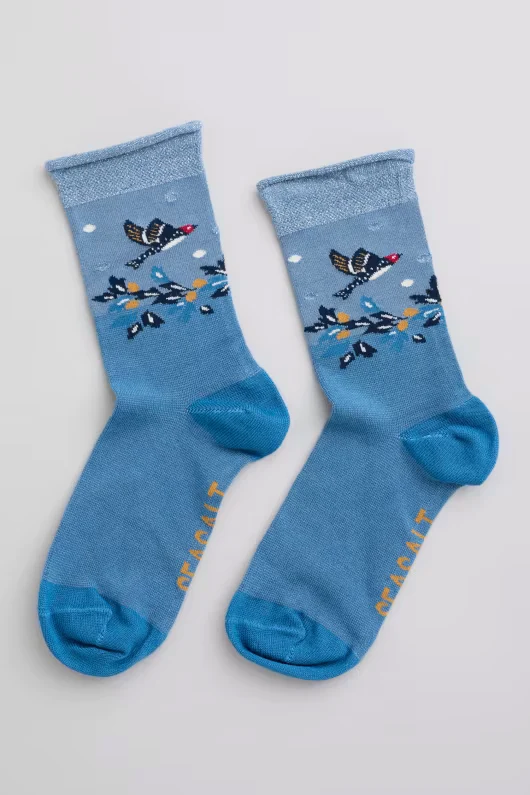Seasalt Cornwall snowy scenes socks gwennol starling
