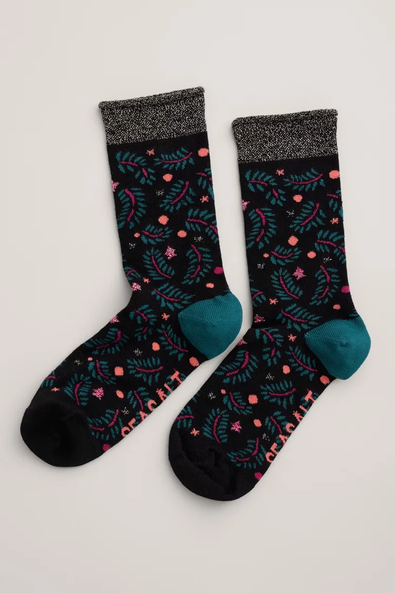 Seasalt Cornwall snowy scenes socks star gazing onyx