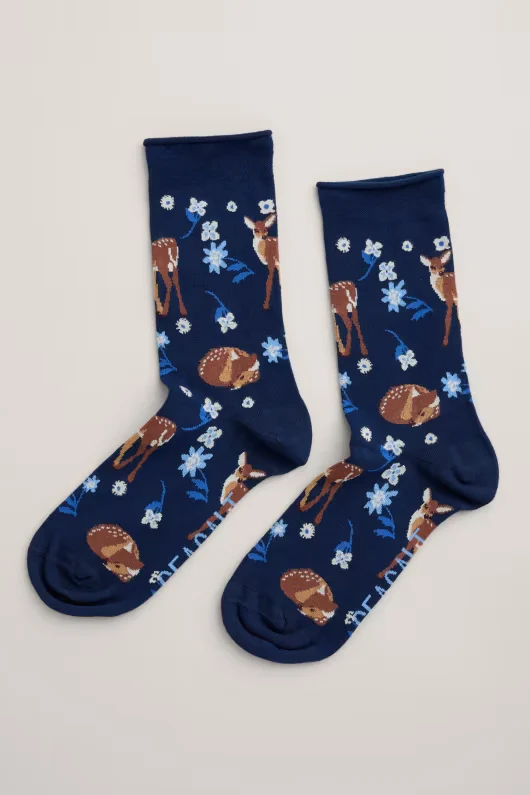 Seasalt Cornwall women's bamboo arty socks gatehouse dark night
