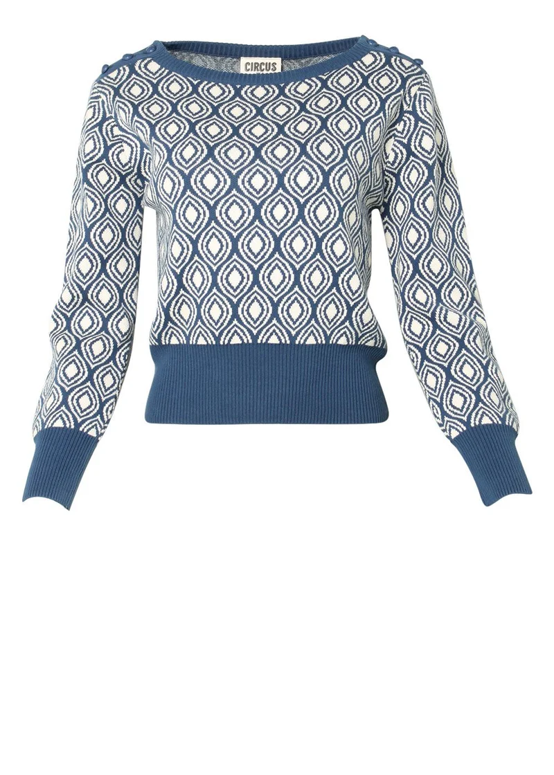 Circus sweater blue with tapioca