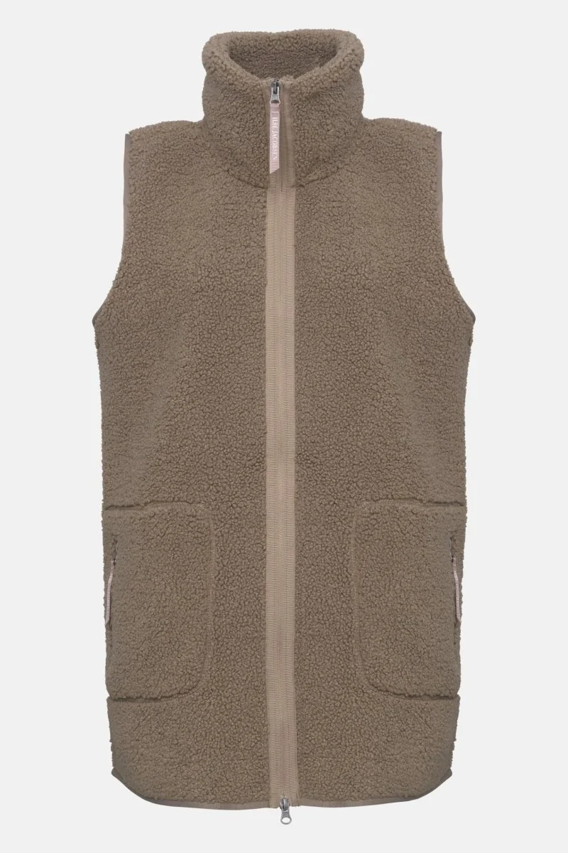 Lange teddy bodywarmer BONDEDPILE02 | Greige