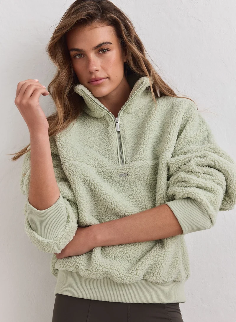 Pistachio Pile Half Zip