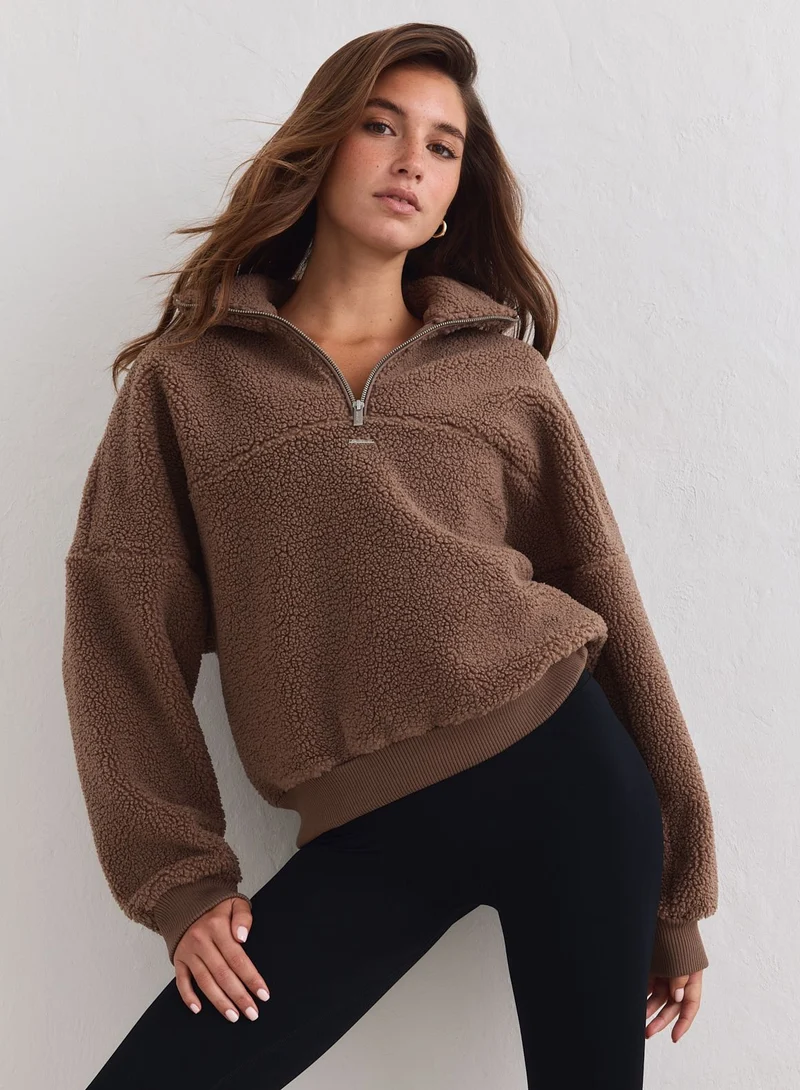 Hazelnut Pile Half Zip