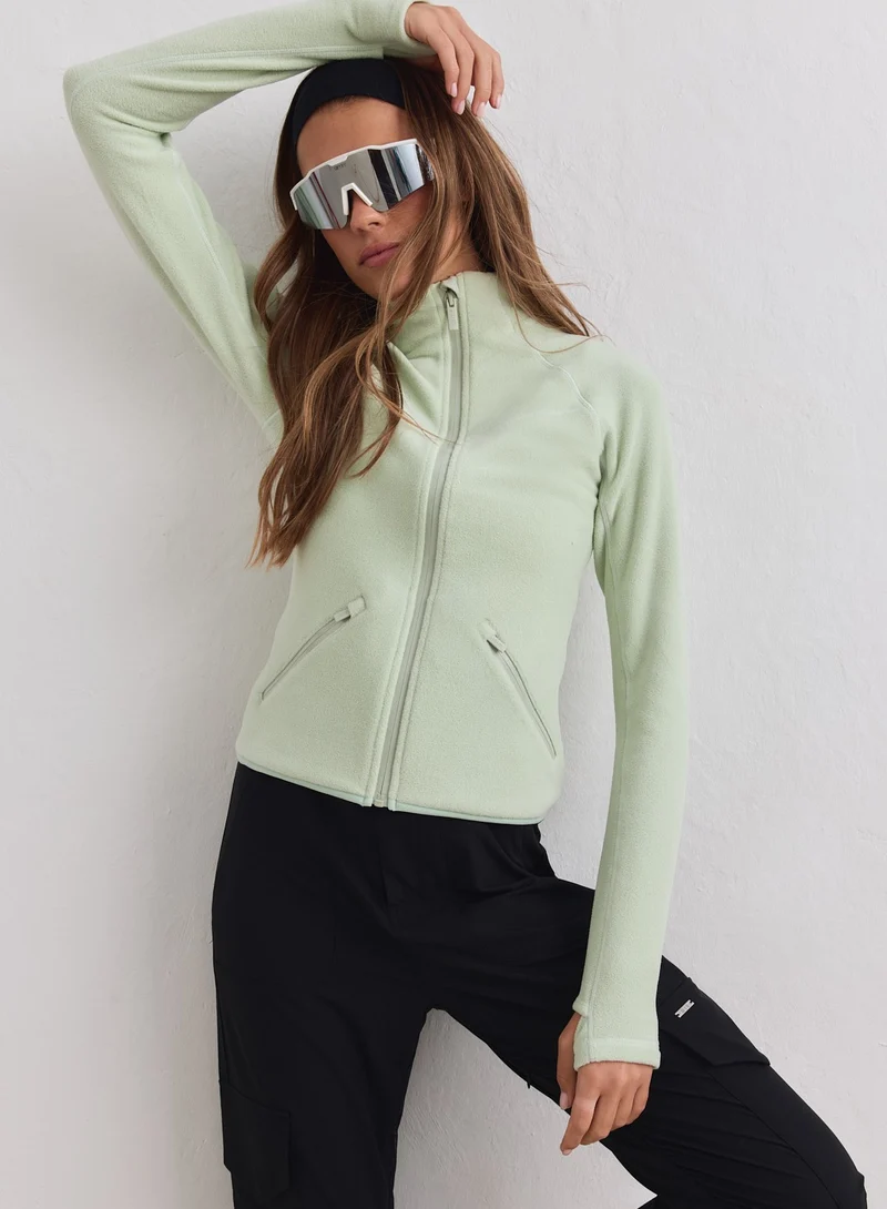 Pistachio Stretch Fleece Zip Jacket