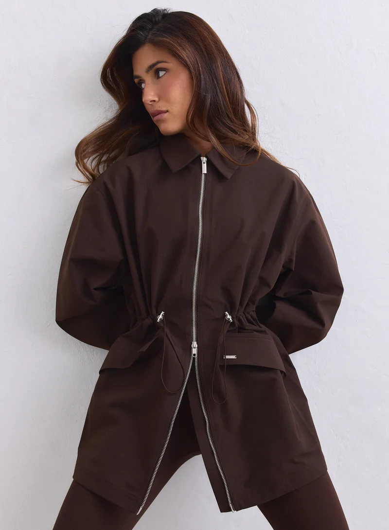 Chocolate Waterproof Zip Jacket