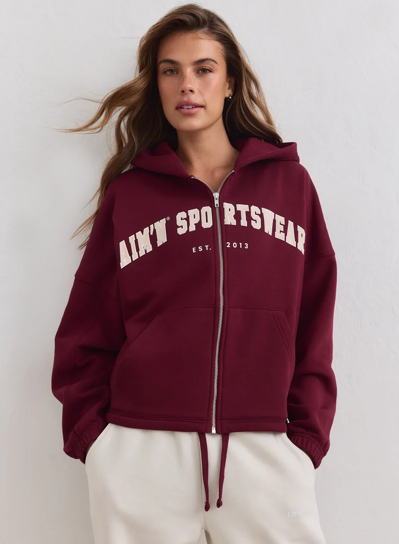 Merlot Varsity Sweat Zip Hood