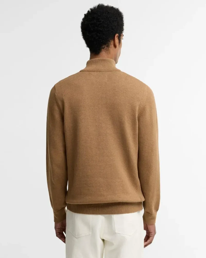 Zip knitted jumper / sandstone