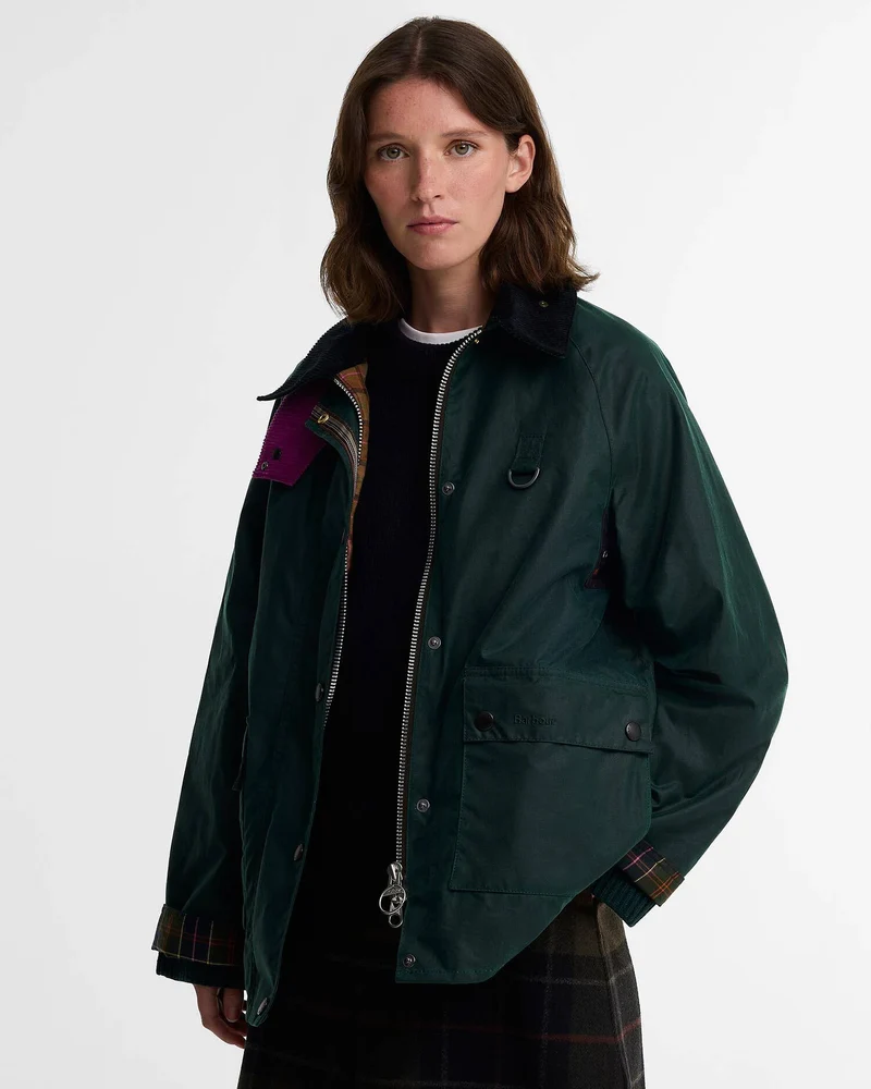 Barbour x Paul Smith women long spey wax jacket / green