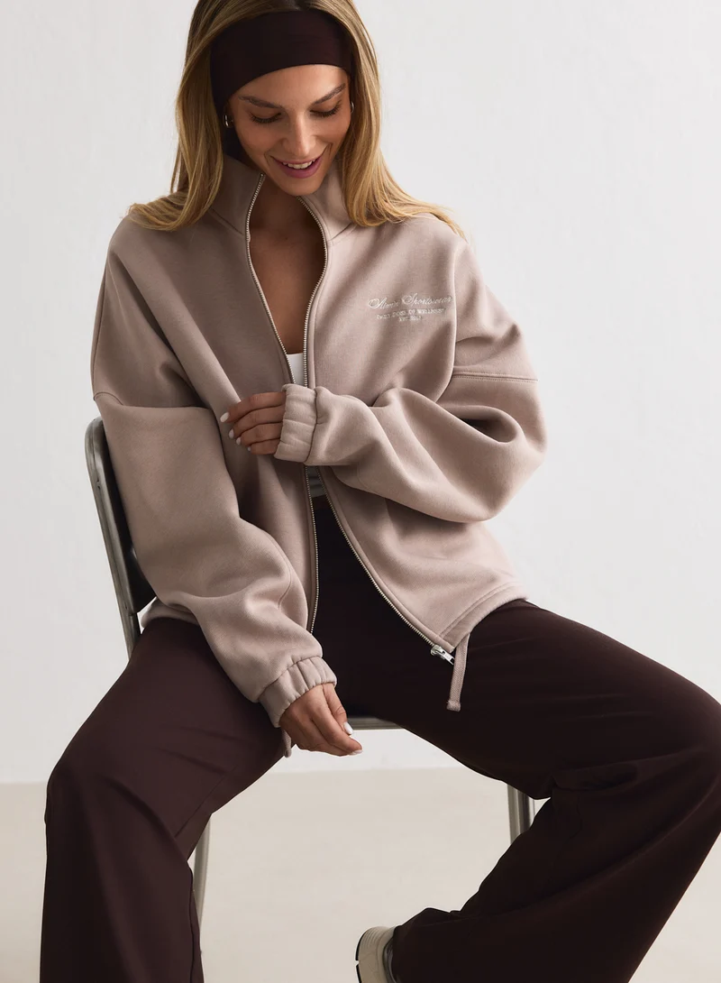 Dark Clay Script Zip Jacket