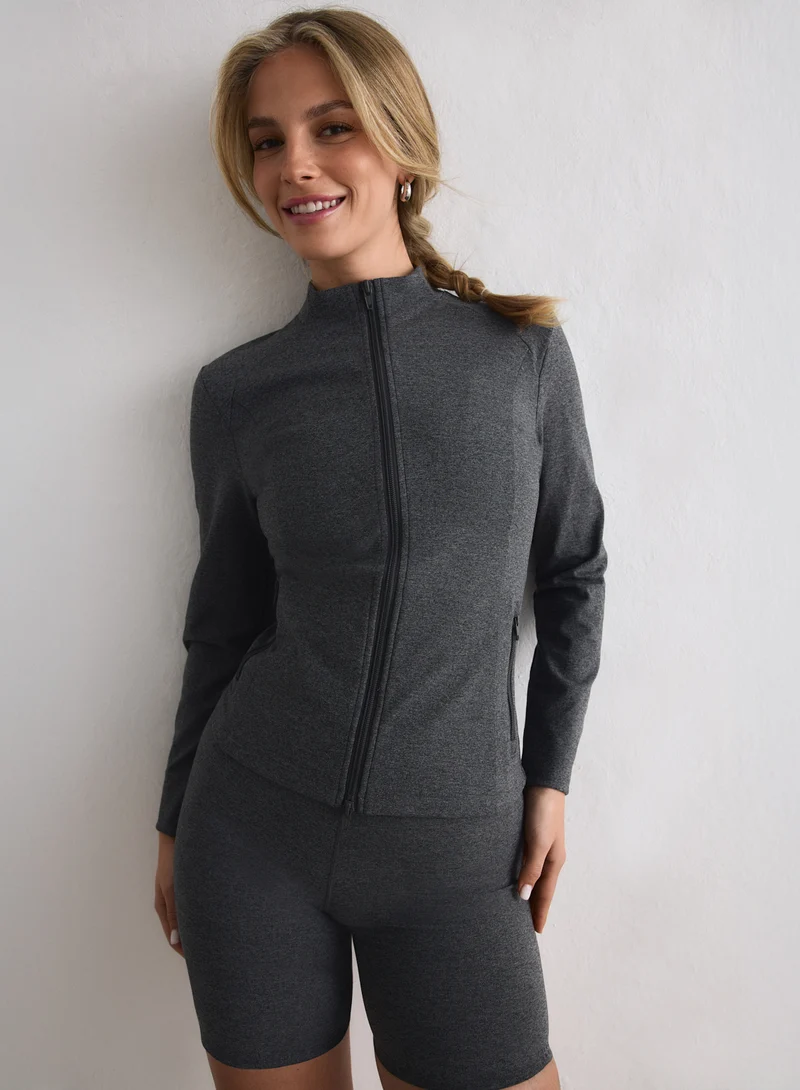 Dark Grey Melange Sense Zip Jacket