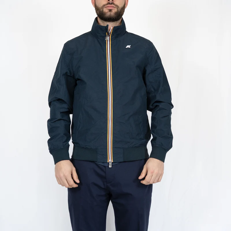 Veste K-Way Arsène Cotton Double – Blue Depth / Green Lichen