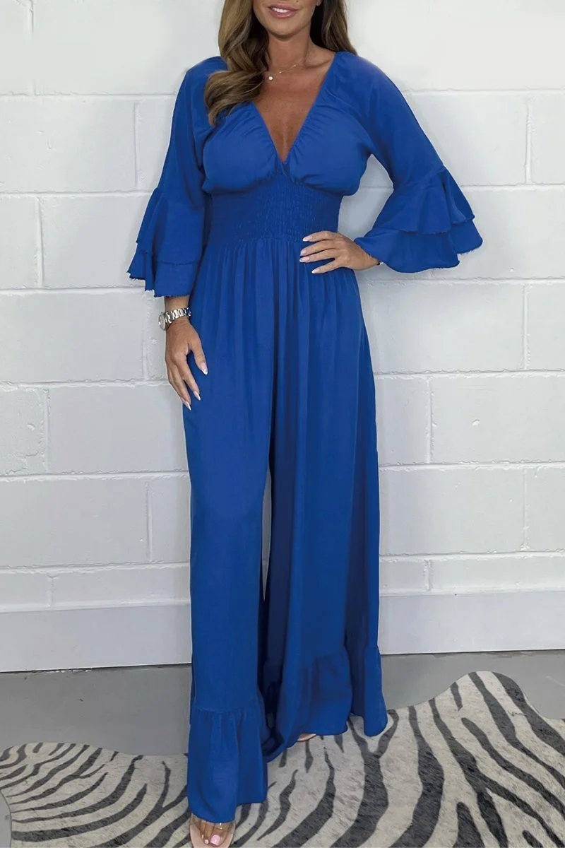 Elin | Effen kleur kanten jumpsuit