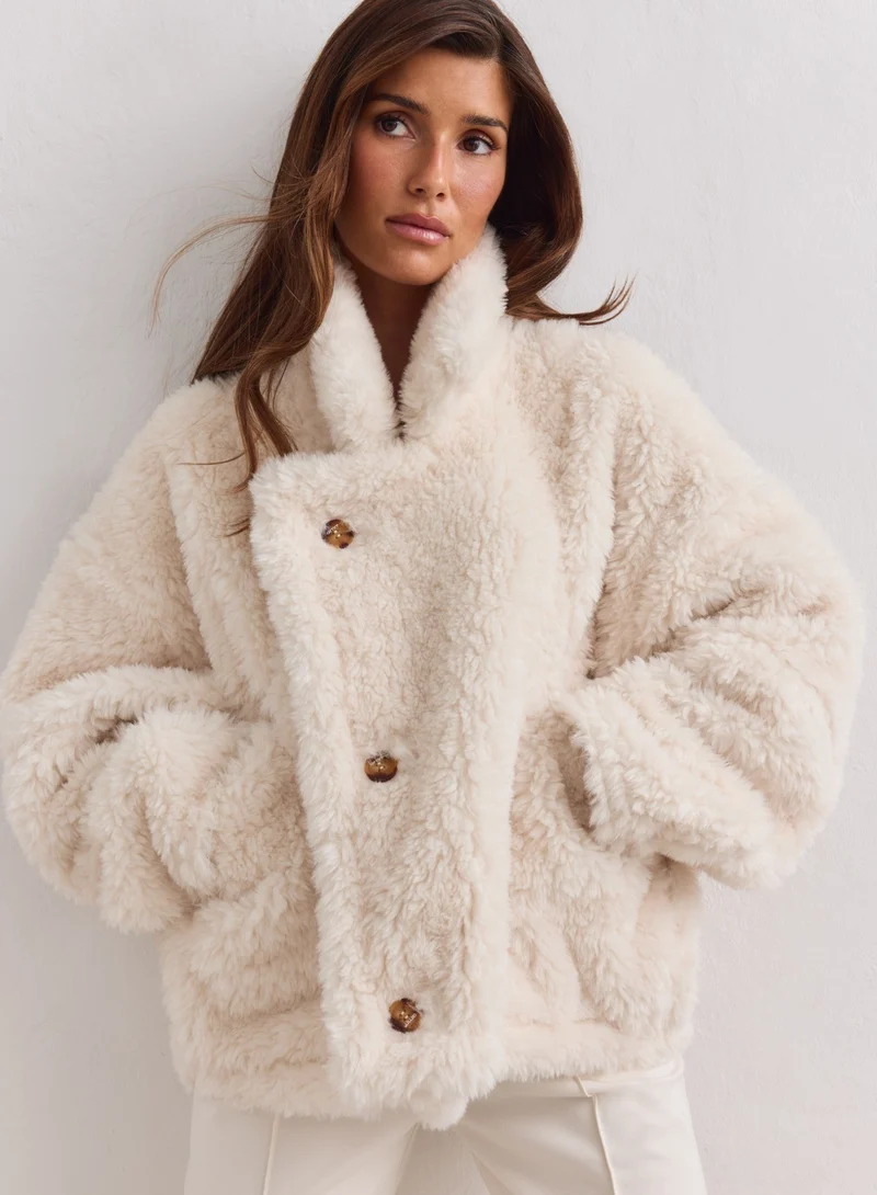 Cream Reversible Shearling Jacket