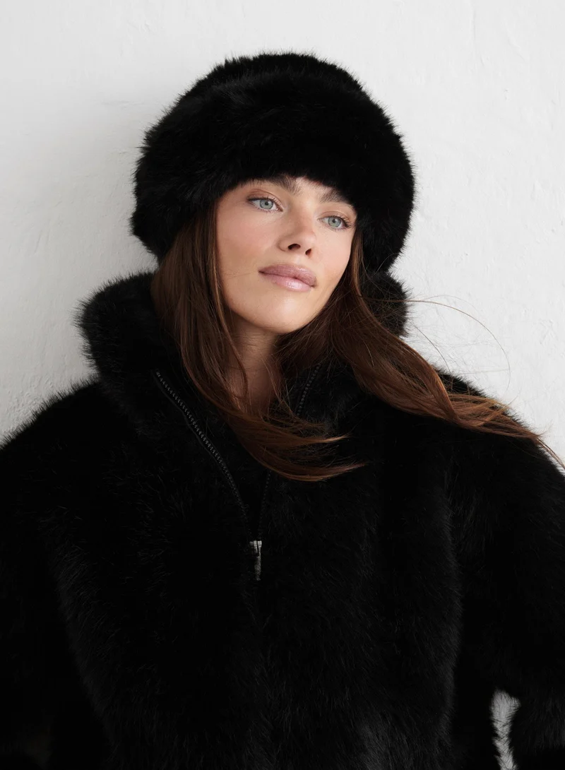 Black Faux Fur Hat