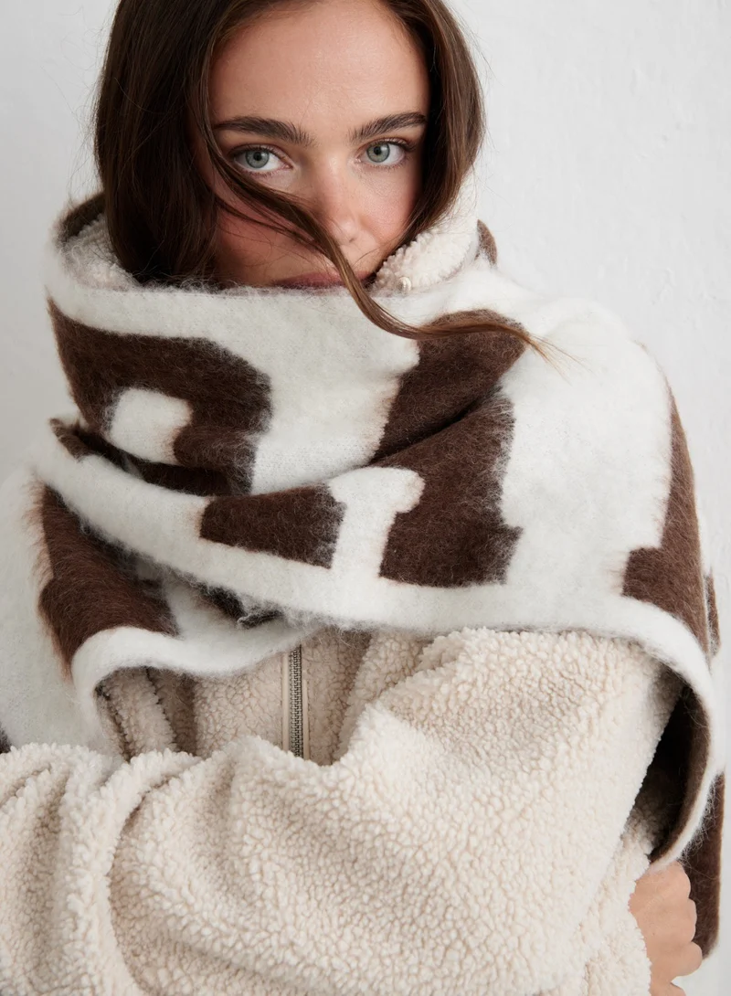 Cream College Knit Scarf