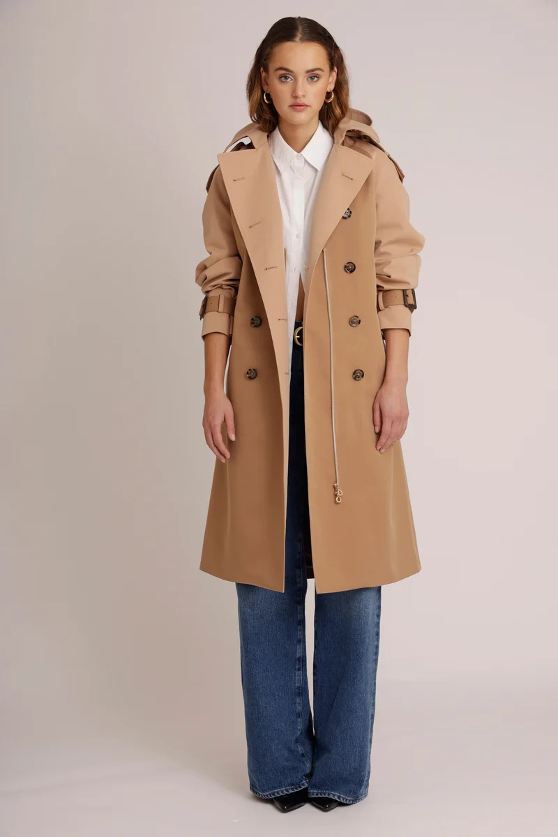 Waterdichte Relaxed Fit Trenchcoat | Beige Tweekleurig
