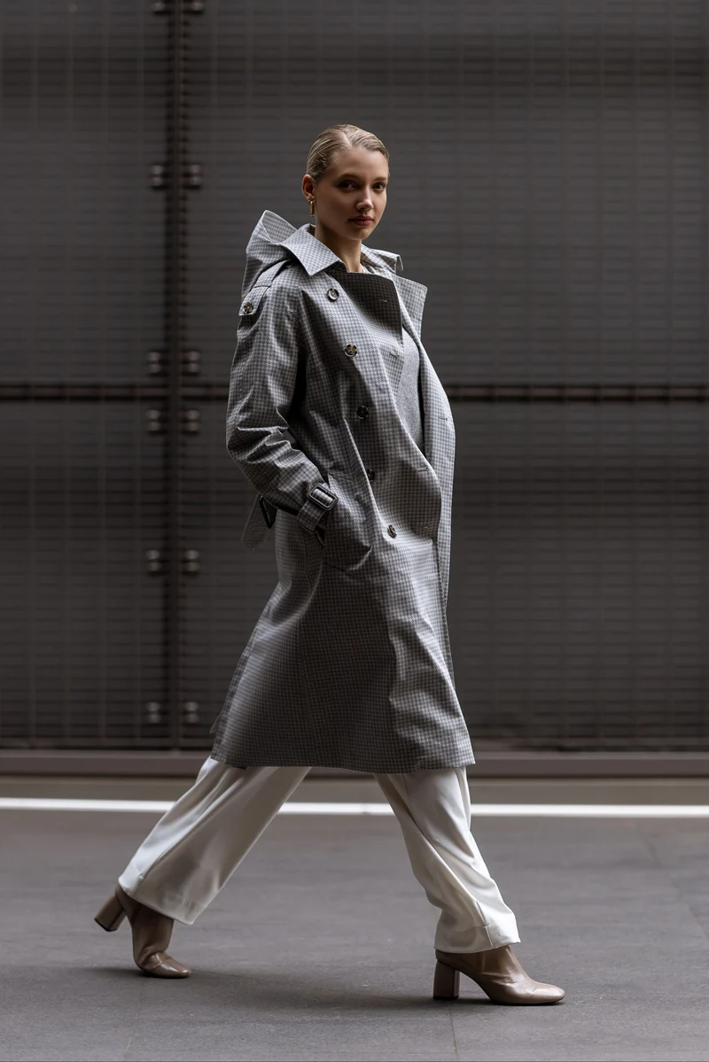 Waterproof Relaxed Fit Trenchcoat | Gray Check