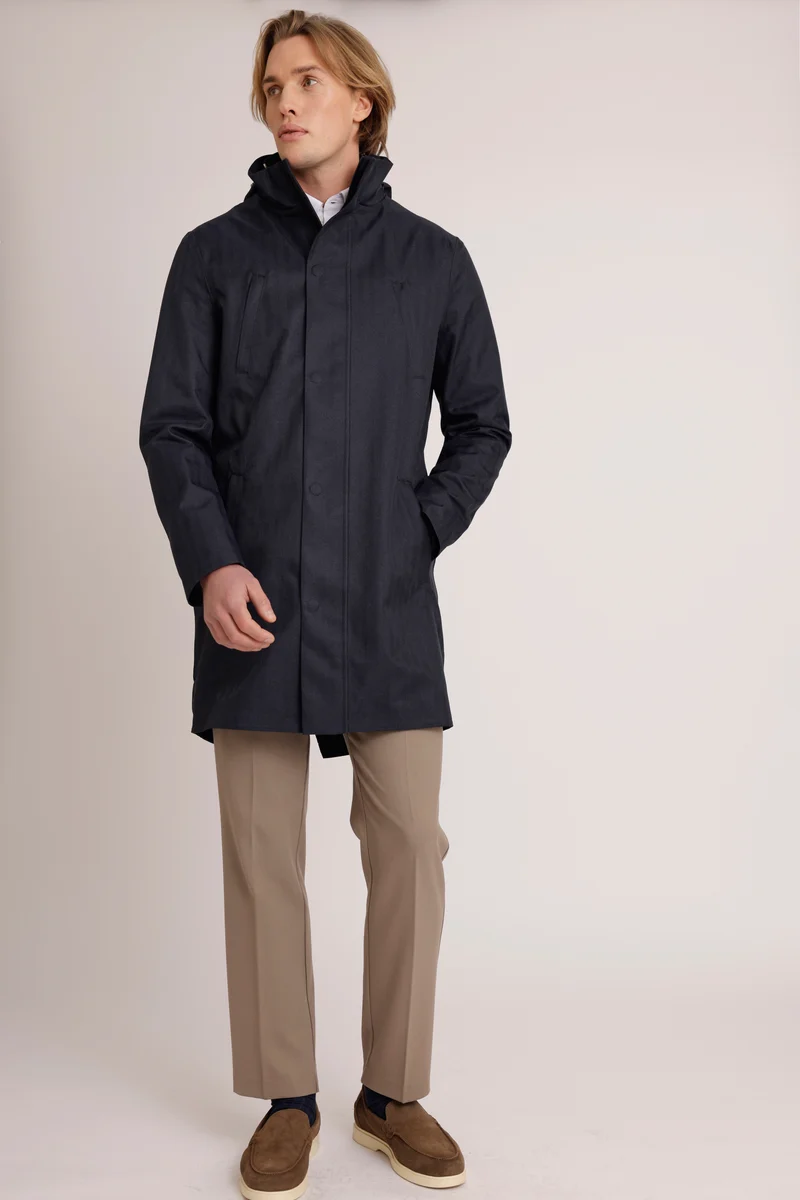 Waterdichte Getailleerde Parka | Navy Visgraat
