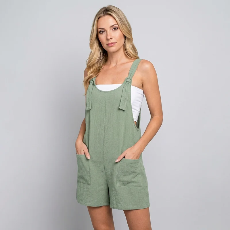 Casual Zomer Playsuit met Zakjes en Losse Pasvorm