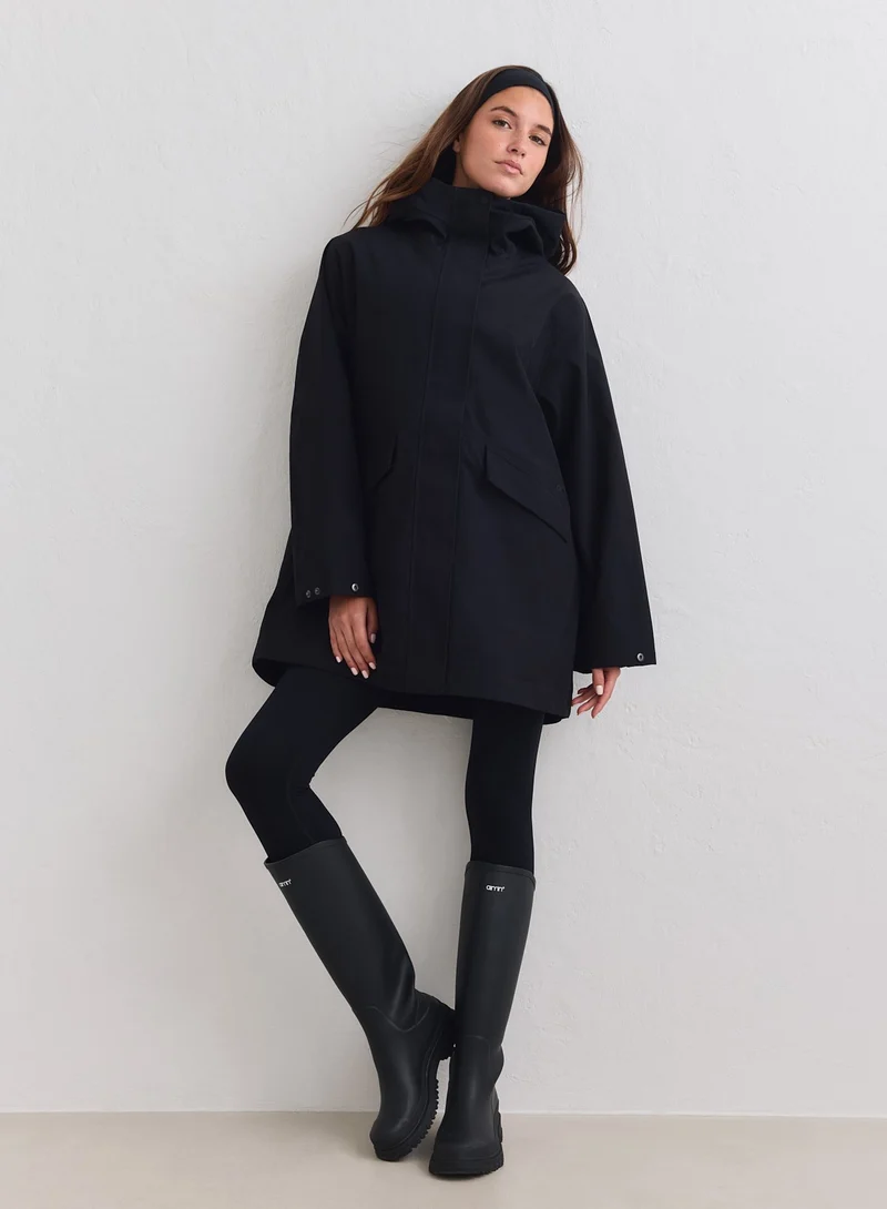 Black Waterproof Hood Jacket