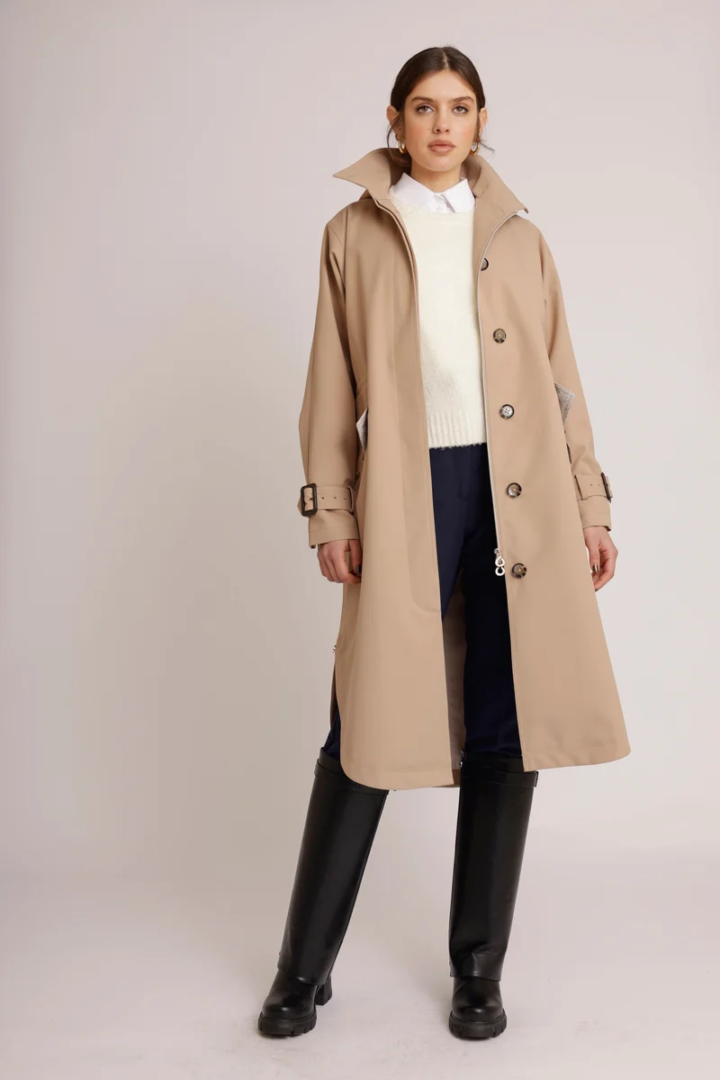 Waterdichte Luxe Getailleerde Poncho | Kameelbeige