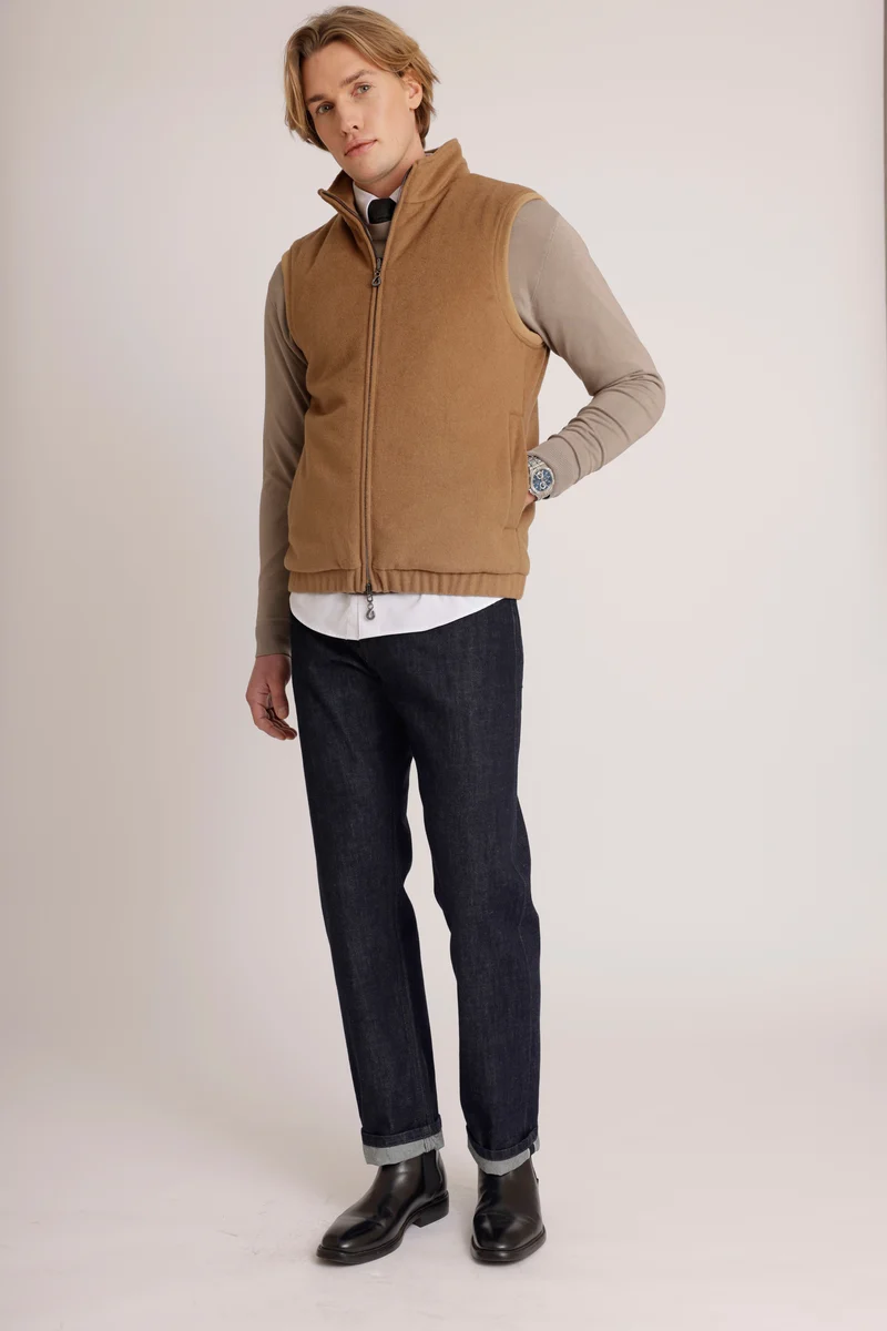 Wool Bodywarmer Jacket | Beige Wool