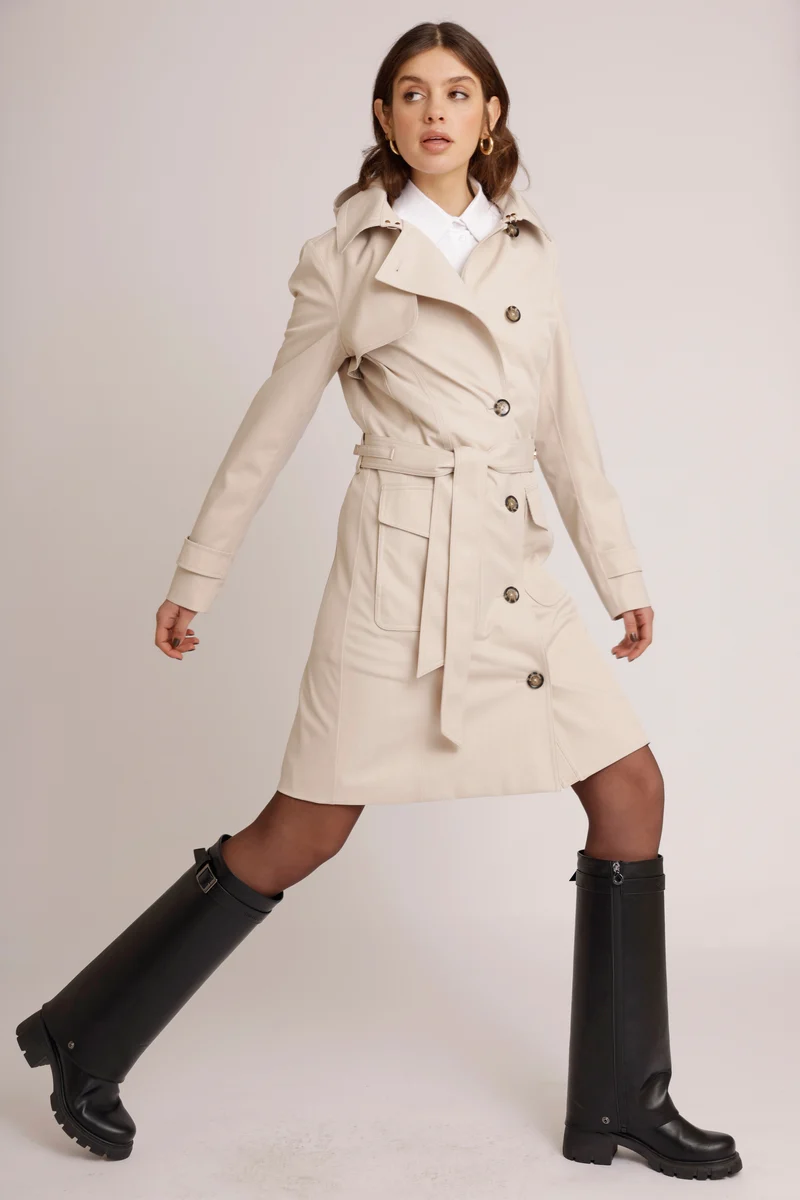 Waterdichte Getailleerde Trenchcoat | Zand melange