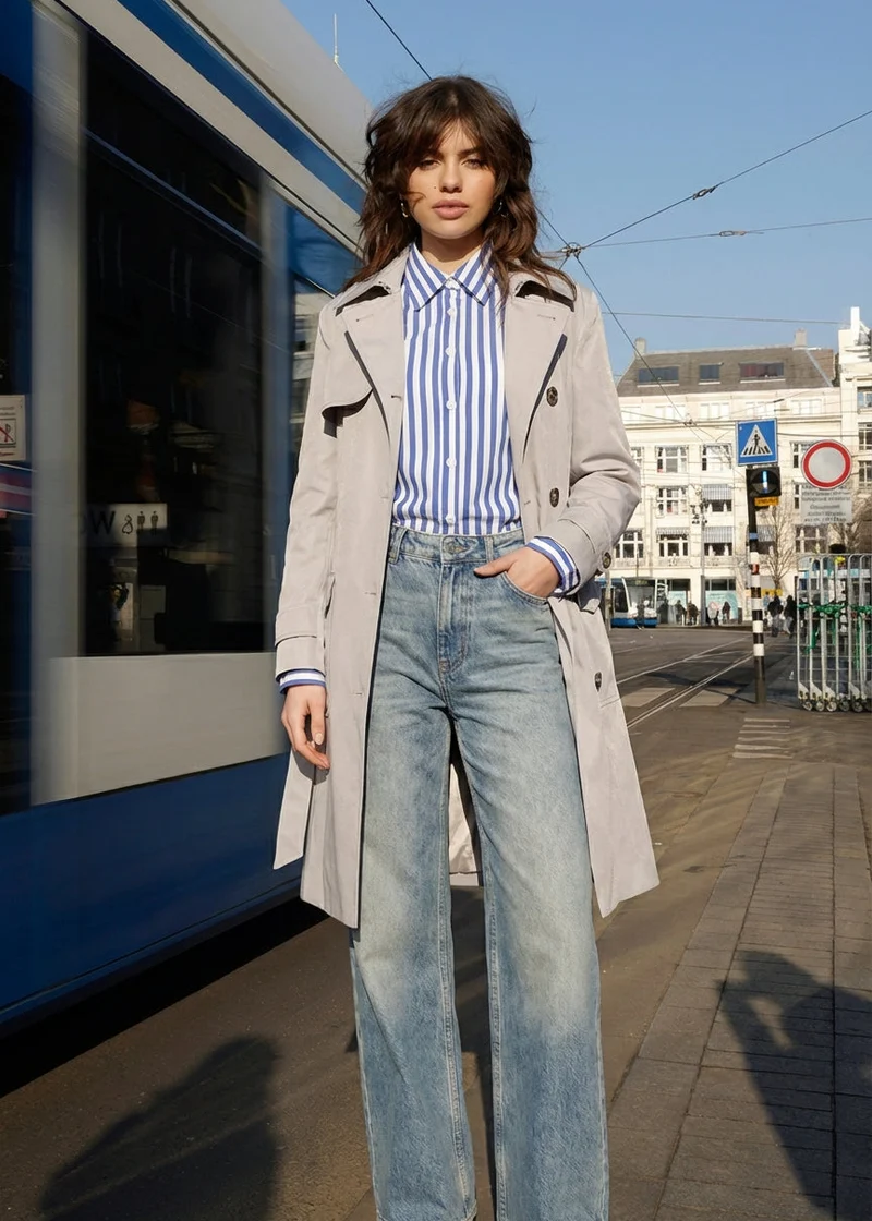 Waterproof Tailored To Fit Trenchcoat | Structured Silver Grey