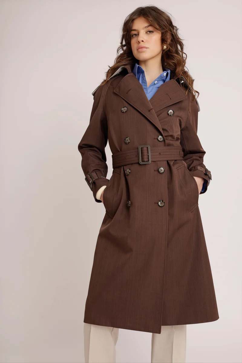 Waterproof Relaxed Fit Trenchcoat | Brown Melange