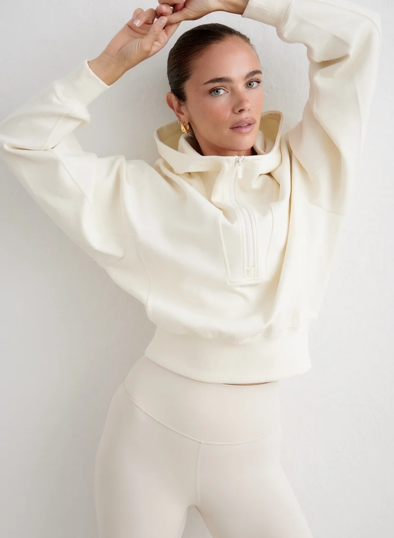 Cream Sportif Half Zip Hood