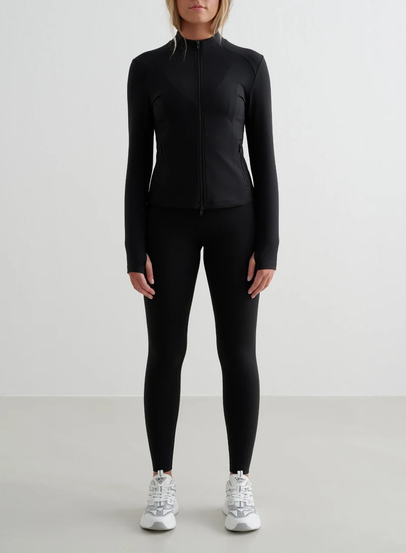 Black Sense Tights & Zip Jacket Set