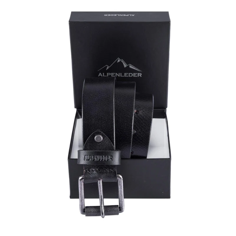 Scippis Belt Schiefer – Donkergrijze Leren Riem met Mat Metalen Gesp