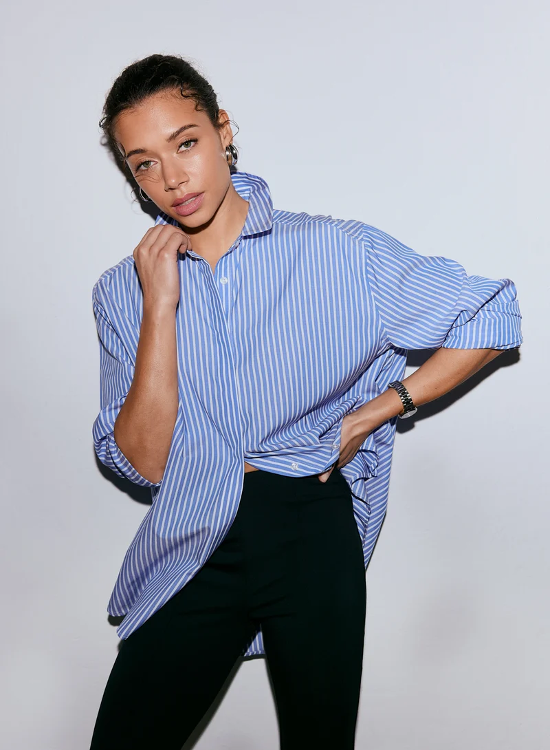 Blue Stripe Poplin Shirt