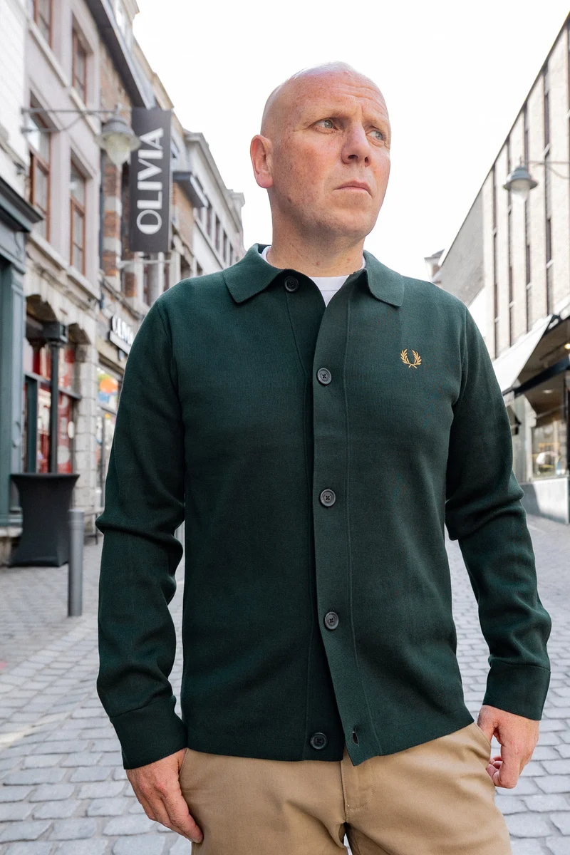 Knitted overshirt / night green