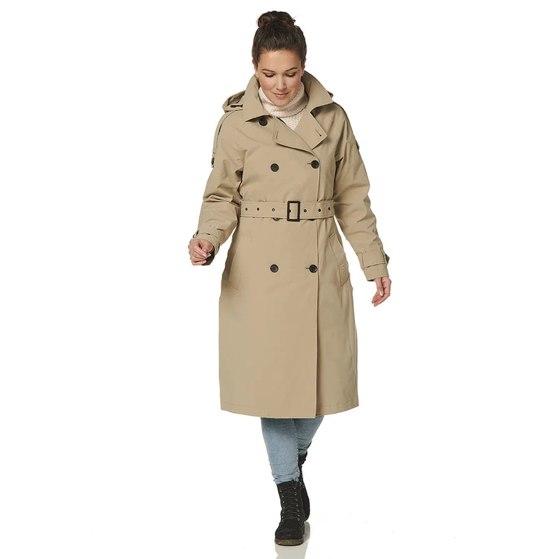 Happy Rainy Days Trenchcoat Lang Rits Dames Brooklyn Beige *Laatste maat XL*