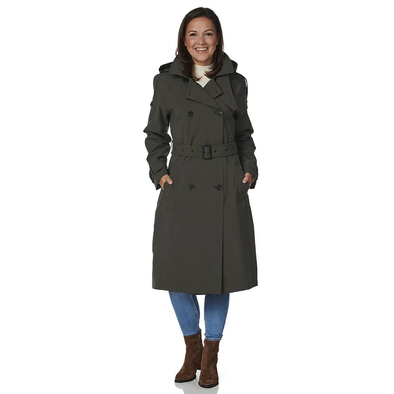 Happy Rainy Days Trenchcoat Lang Rits Dames Brooklyn Groen *Laatste maat XXL*