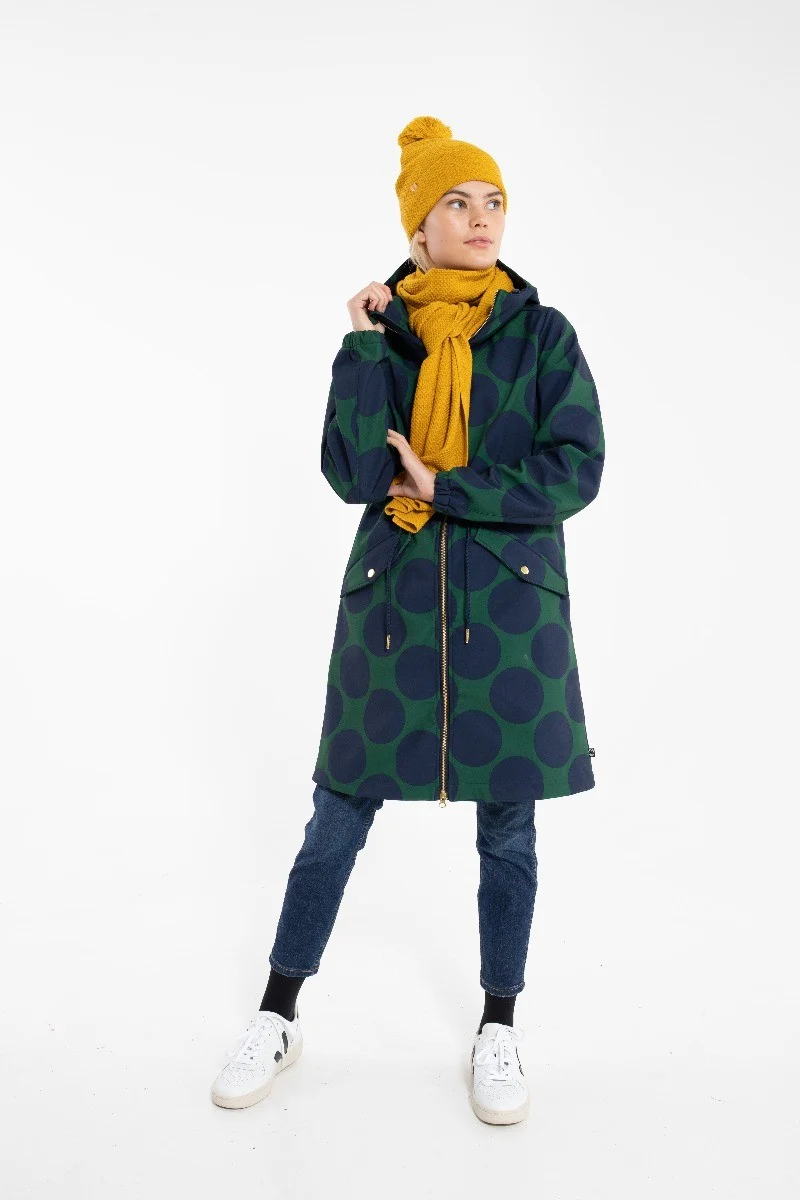 Danefae Softshell Regenjas Dames Groen Blauwe Stip Marianne Laatste maat XS