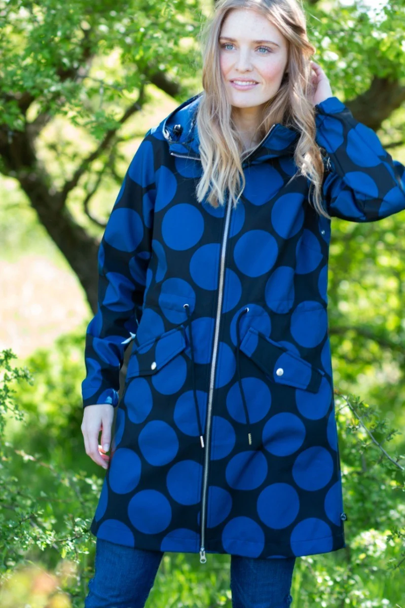 Danefae Marianne Softshell Regenjas Dames Zwart Blauwe Stip Laatste maat XS
