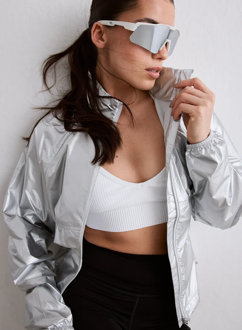 Silver Metallic Running Jacket
