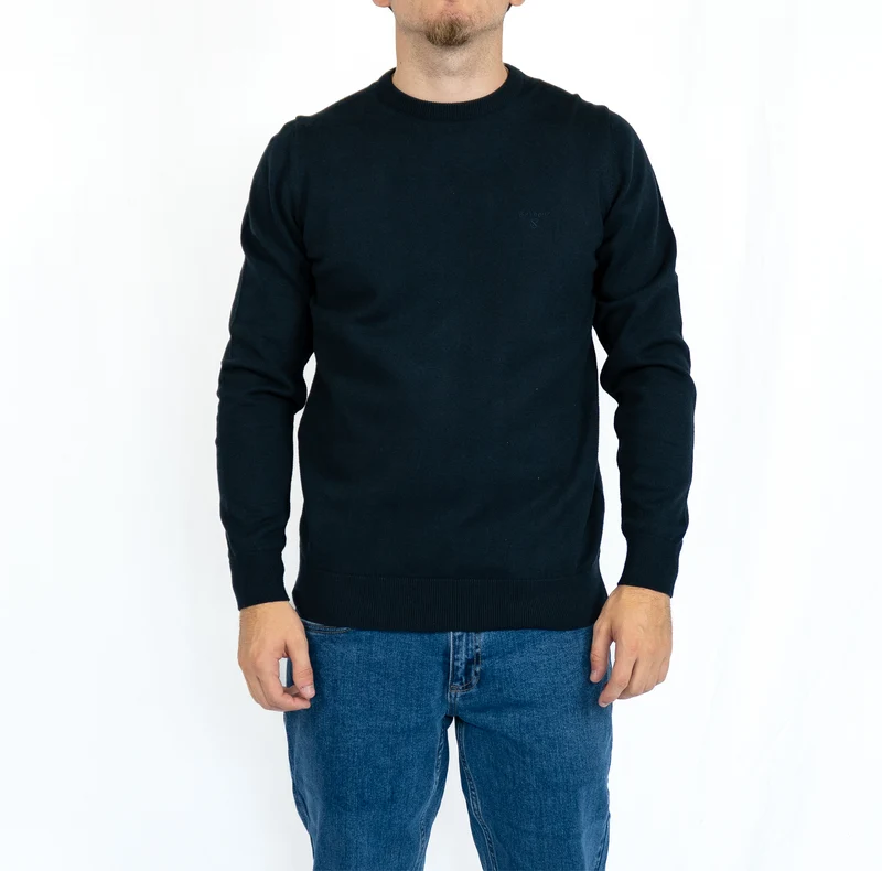 Pima Cotton Crew Neck Jumper – Navy