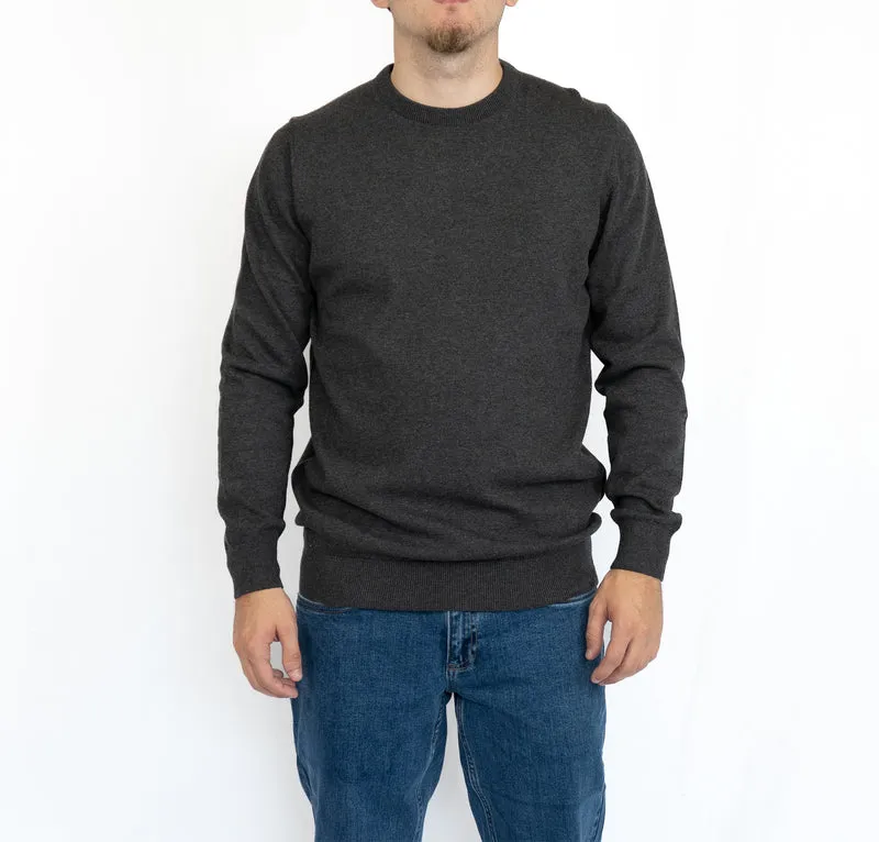 Pima Cotton Crew Neck Jumper – Charcoal
