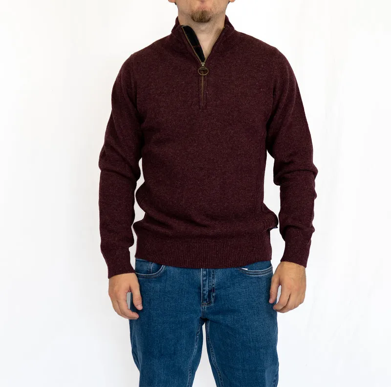 Barbour Holden half zip knitted jumper - Ruby marl