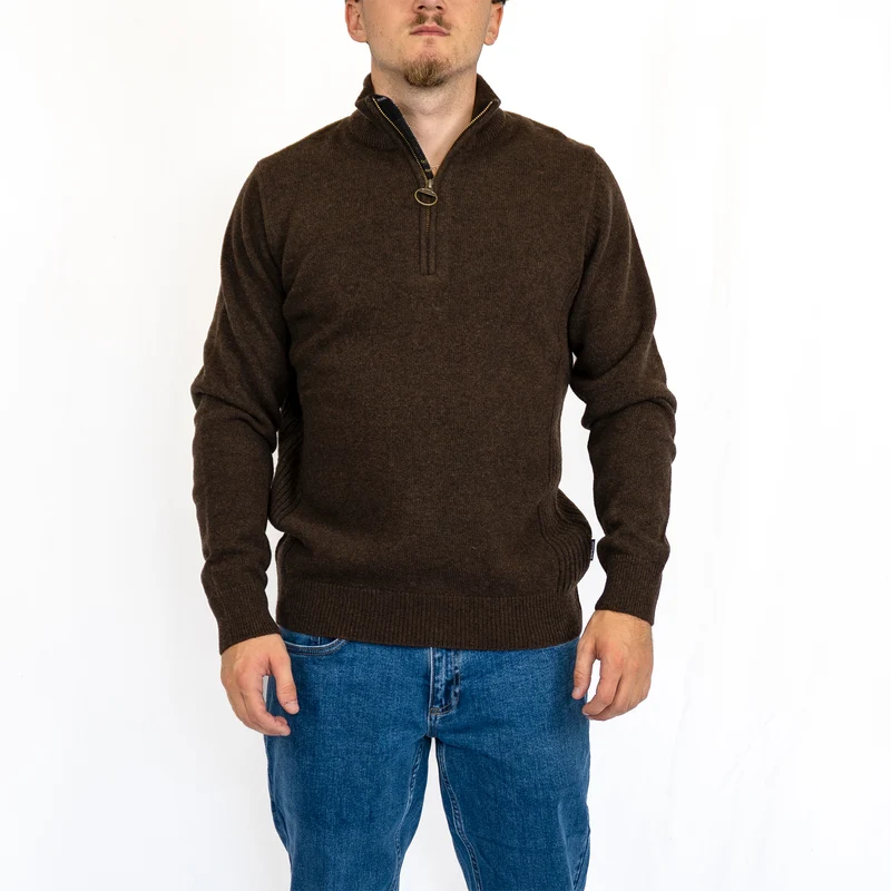 Barbour Holden half zip knitted jumper - dark oak