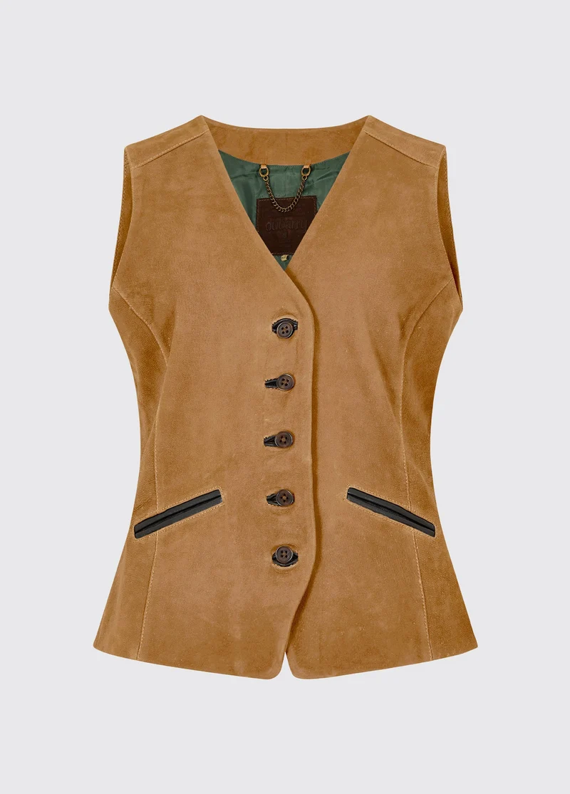 Greville Leren Gilet voor Dames - Tan