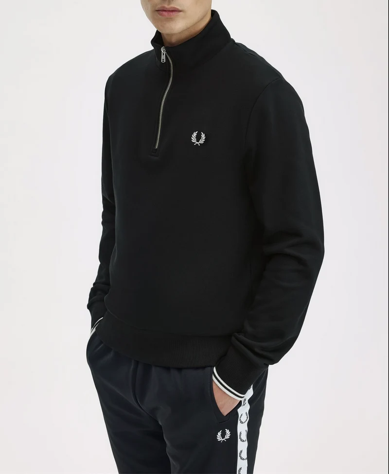 Fred Perry Half Zip Sweatshirt – Black