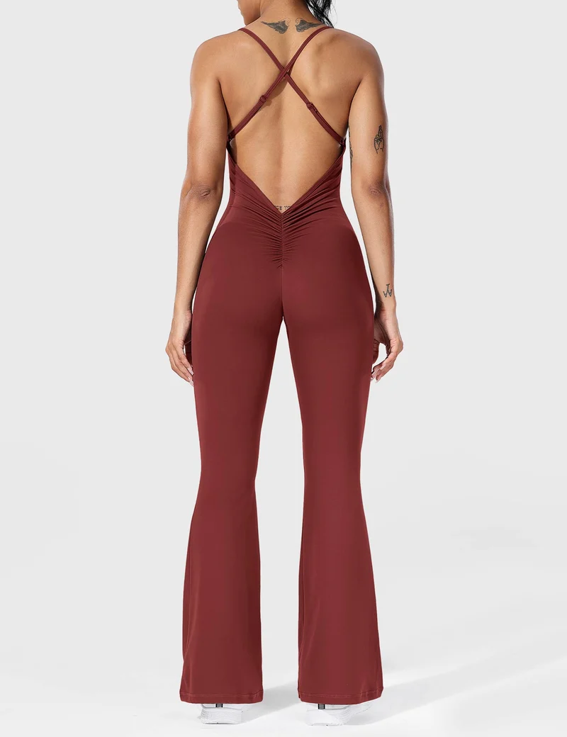 Serafina | Rugloze Flare Jumpsuit met verstelbare bandjes