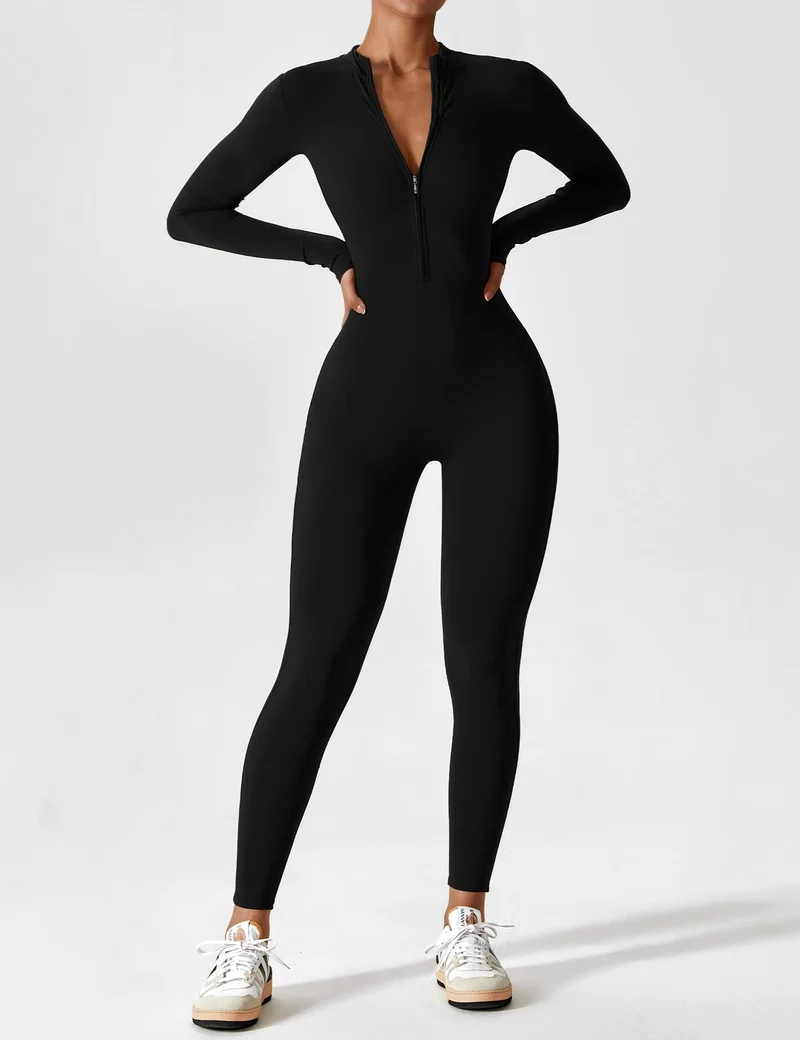 Wanda | Lange Mouwen Jumpsuit - Staande Kraag Rits